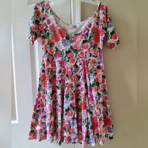 Vintage 90s Express Tricot Floral Babydoll Dress Small 🌸🌼🏵️